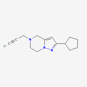 molecular formula C14H19N3 B1482442 2-Cyclopentyl-5-(prop-2-yn-1-yl)-4,5,6,7-tetrahydropyrazolo[1,5-a]pyrazine CAS No. 2098149-20-1