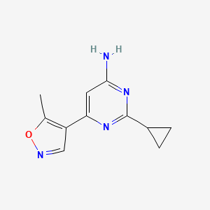 molecular formula C11H12N4O B1482443 2-Cyclopropyl-6-(5-methyl-1,2-oxazol-4-yl)pyrimidin-4-amine CAS No. 2098039-17-7