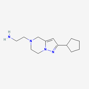molecular formula C13H22N4 B1482456 2-(2-环戊基-6,7-二氢吡唑并[1,5-a]吡嗪-5(4H)-基)乙胺 CAS No. 2098014-18-5