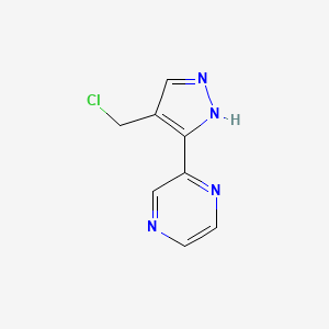 molecular formula C8H7ClN4 B1482497 2-(4-(氯甲基)-1H-吡唑-3-基)吡嗪 CAS No. 2091139-37-4