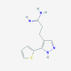 molecular formula C10H12N4S B1482499 3-(3-(thiophen-2-yl)-1H-pyrazol-4-yl)propanimidamide CAS No. 2098131-20-3