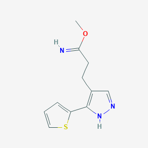 molecular formula C11H13N3OS B1482501 methyl 3-(3-(thiophen-2-yl)-1H-pyrazol-4-yl)propanimidate CAS No. 2098006-22-3
