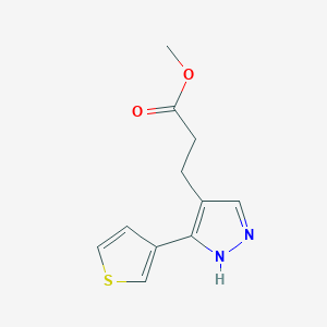 molecular formula C11H12N2O2S B1482504 methyl 3-(3-(thiophen-3-yl)-1H-pyrazol-4-yl)propanoate CAS No. 2098006-28-9