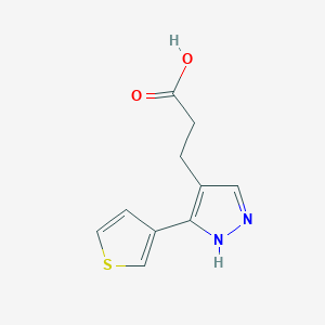 molecular formula C10H10N2O2S B1482505 3-(3-(thiophen-3-yl)-1H-pyrazol-4-yl)propanoic acid CAS No. 2098133-78-7