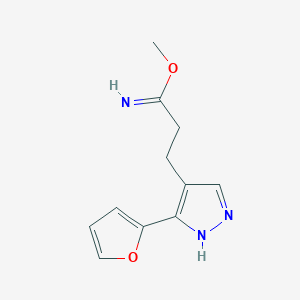 molecular formula C11H13N3O2 B1482508 methyl 3-(3-(furan-2-yl)-1H-pyrazol-4-yl)propanimidate CAS No. 2098006-29-0