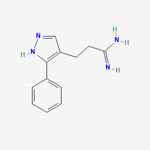 molecular formula C12H14N4 B1482520 3-(3-phenyl-1H-pyrazol-4-yl)propanimidamide CAS No. 2098072-41-2