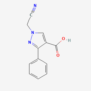 molecular formula C12H9N3O2 B1482524 1-(氰甲基)-3-苯基-1H-吡唑-4-羧酸 CAS No. 2098088-54-9