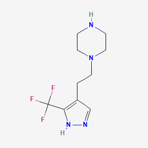 molecular formula C10H15F3N4 B1482526 1-(2-(3-(trifluoromethyl)-1H-pyrazol-4-yl)ethyl)piperazine CAS No. 2098093-62-8