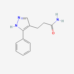 molecular formula C12H13N3O B1482535 3-(3-phenyl-1H-pyrazol-4-yl)propanamide CAS No. 2098120-34-2