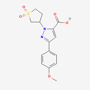 molecular formula C15H16N2O5S B1482590 1-(1,1-Dioxidotetrahydro-3-thienyl)-3-(4-methoxyphenyl)-1h-pyrazole-5-carboxylic acid CAS No. 2109155-94-2