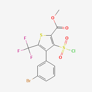 molecular formula C13H7BrClF3O4S2 B1482599 4-(3-Bromo-phenyl)-3-chlorosulfonyl-5-trifluoro-methyl-thiophene-2-carboxylic acid methyl ester CAS No. 1431555-18-8