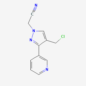 molecular formula C11H9ClN4 B1482659 2-(4-(氯甲基)-3-(吡啶-3-基)-1H-吡唑-1-基)乙腈 CAS No. 2091686-18-7