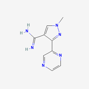 molecular formula C9H10N6 B1482672 1-methyl-3-(pyrazin-2-yl)-1H-pyrazole-4-carboximidamide CAS No. 2098089-55-3