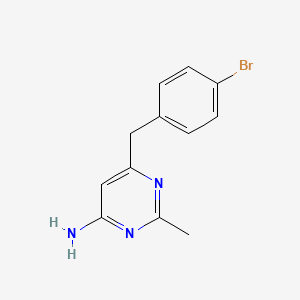 molecular formula C12H12BrN3 B1482707 6-[(4-Bromophenyl)methyl]-2-methylpyrimidin-4-amine CAS No. 2090401-01-5