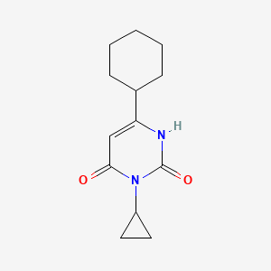 molecular formula C13H18N2O2 B1482718 6-Cyclohexyl-3-cyclopropyl-1,2,3,4-tetrahydropyrimidine-2,4-dione CAS No. 2098035-68-6