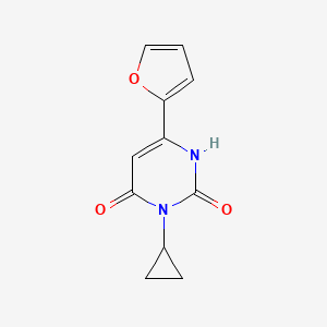 molecular formula C11H10N2O3 B1482719 3-环丙基-6-(呋喃-2-基)-1,2,3,4-四氢嘧啶-2,4-二酮 CAS No. 2098140-75-9