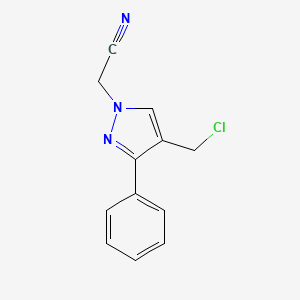 molecular formula C12H10ClN3 B1482741 2-(4-(chloromethyl)-3-phenyl-1H-pyrazol-1-yl)acetonitrile CAS No. 2092276-85-0