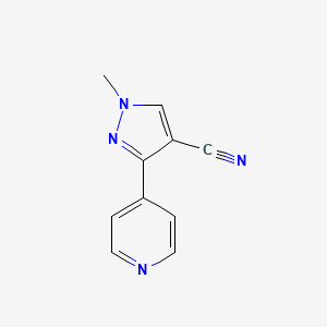 molecular formula C10H8N4 B1482747 1-methyl-3-(pyridin-4-yl)-1H-pyrazole-4-carbonitrile CAS No. 2097985-46-9