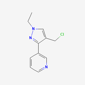 molecular formula C11H12ClN3 B1482750 3-(4-(chloromethyl)-1-ethyl-1H-pyrazol-3-yl)pyridine CAS No. 2090583-88-1