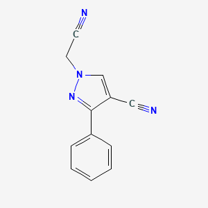 molecular formula C12H8N4 B1482751 1-(cyanomethyl)-3-phenyl-1H-pyrazole-4-carbonitrile CAS No. 2097970-84-6