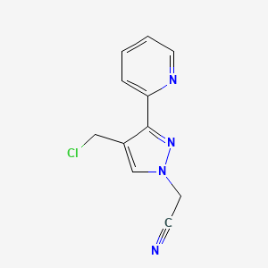 molecular formula C11H9ClN4 B1482761 2-(4-(氯甲基)-3-(吡啶-2-基)-1H-吡唑-1-基)乙腈 CAS No. 2090951-96-3