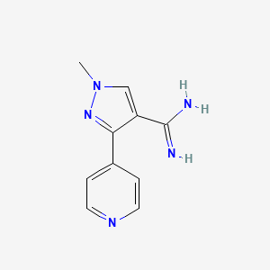 molecular formula C10H11N5 B1482790 1-methyl-3-(pyridin-4-yl)-1H-pyrazole-4-carboximidamide CAS No. 2098143-85-0