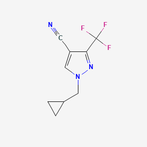 molecular formula C9H8F3N3 B1482791 1-(环丙基甲基)-3-(三氟甲基)-1H-吡唑-4-碳腈 CAS No. 2098018-13-2