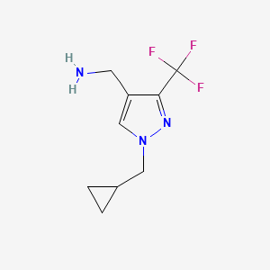 molecular formula C9H12F3N3 B1482798 (1-(环丙基甲基)-3-(三氟甲基)-1H-吡唑-4-基)甲胺 CAS No. 2098090-68-5