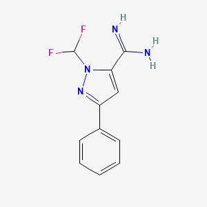 molecular formula C11H10F2N4 B1482845 1-(difluoromethyl)-3-phenyl-1H-pyrazole-5-carboximidamide CAS No. 2098105-98-5