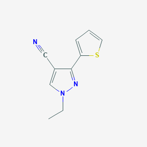 molecular formula C10H9N3S B1482870 1-ethyl-3-(thiophen-2-yl)-1H-pyrazole-4-carbonitrile CAS No. 2098014-38-9