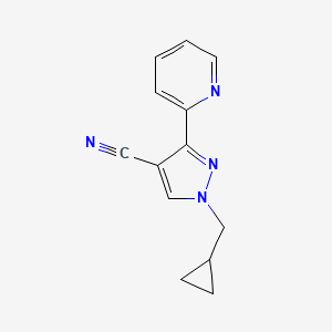 molecular formula C13H12N4 B1482880 1-(cyclopropylmethyl)-3-(pyridin-2-yl)-1H-pyrazole-4-carbonitrile CAS No. 2098089-05-3