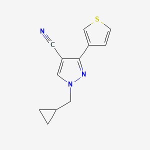 molecular formula C12H11N3S B1482885 1-(环丙基甲基)-3-(噻吩-3-基)-1H-吡唑-4-腈 CAS No. 2098089-26-8