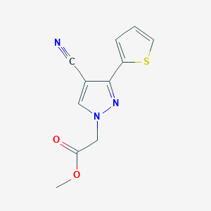molecular formula C11H9N3O2S B1482893 methyl 2-(4-cyano-3-(thiophen-2-yl)-1H-pyrazol-1-yl)acetate CAS No. 2098089-17-7