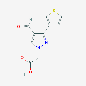 molecular formula C10H8N2O3S B1482898 2-(4-formyl-3-(thiophen-3-yl)-1H-pyrazol-1-yl)acetic acid CAS No. 2098077-49-5
