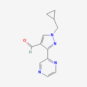 molecular formula C12H12N4O B1482911 1-(环丙基甲基)-3-(吡嗪-2-基)-1H-吡唑-4-甲醛 CAS No. 2097985-67-4