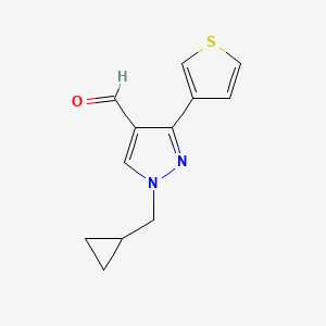 molecular formula C12H12N2OS B1482912 1-(cyclopropylmethyl)-3-(thiophen-3-yl)-1H-pyrazole-4-carbaldehyde CAS No. 2098019-17-9
