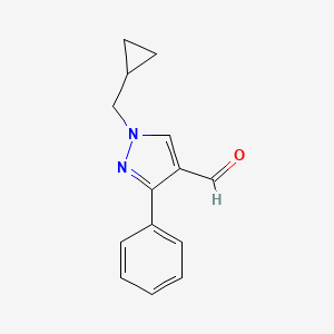 molecular formula C14H14N2O B1482916 1-(cyclopropylmethyl)-3-phenyl-1H-pyrazole-4-carbaldehyde CAS No. 2098077-37-1