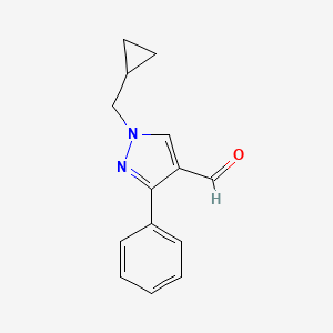 molecular formula C14H14N2O B1482916 1-(ciclopropilmetil)-3-fenil-1H-pirazol-4-carbaldehído CAS No. 2098077-37-1