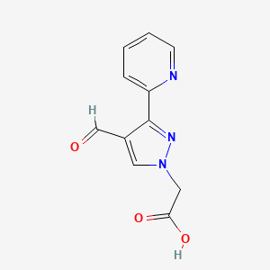 molecular formula C11H9N3O3 B1482917 2-(4-formyl-3-(pyridin-2-yl)-1H-pyrazol-1-yl)acetic acid CAS No. 2098090-29-8