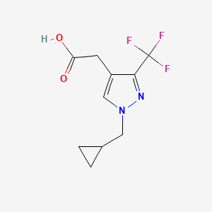 molecular formula C10H11F3N2O2 B1482920 2-(1-(cyclopropylmethyl)-3-(trifluoromethyl)-1H-pyrazol-4-yl)acetic acid CAS No. 2098136-93-5