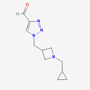 molecular formula C11H16N4O B1482936 1-((1-(cyclopropylmethyl)azetidin-3-yl)methyl)-1H-1,2,3-triazole-4-carbaldehyde CAS No. 2098109-75-0