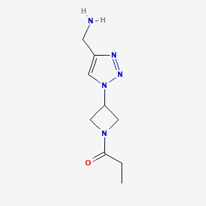 molecular formula C9H15N5O B1482976 1-(3-(4-(aminomethyl)-1H-1,2,3-triazol-1-yl)azetidin-1-yl)propan-1-one CAS No. 2092529-80-9