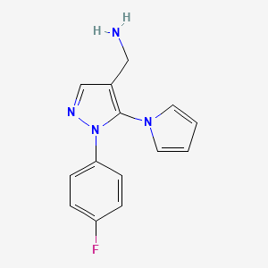 (1-(4-fluorophenyl)-5-(1H-pyrrol-1-yl)-1H-pyrazol-4-yl)methanamine
