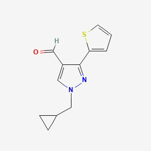 molecular formula C12H12N2OS B1482996 1-(环丙基甲基)-3-(噻吩-2-基)-1H-吡唑-4-甲醛 CAS No. 2098014-81-2