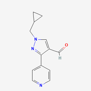 1-(cyclopropylmethyl)-3-(pyridin-4-yl)-1H-pyrazole-4-carbaldehyde