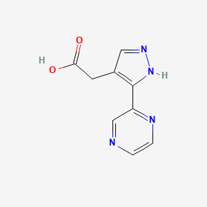 molecular formula C9H8N4O2 B1483010 2-(3-(pyrazin-2-yl)-1H-pyrazol-4-yl)acetic acid CAS No. 2091293-77-3