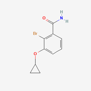 molecular formula C10H10BrNO2 B14830117 2-Bromo-3-cyclopropoxybenzamide 