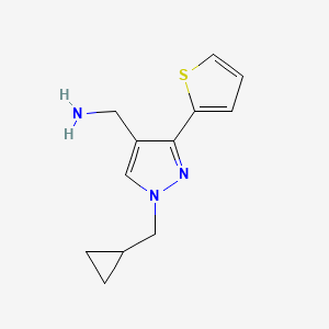 molecular formula C12H15N3S B1483017 (1-(cyclopropylmethyl)-3-(thiophen-2-yl)-1H-pyrazol-4-yl)methanamine CAS No. 2098139-16-1