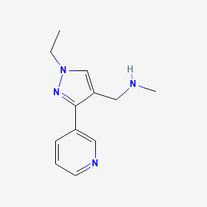 molecular formula C12H16N4 B1483022 1-(1-ethyl-3-(pyridin-3-yl)-1H-pyrazol-4-yl)-N-methylmethanamine CAS No. 2098087-22-8