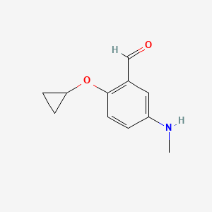 molecular formula C11H13NO2 B14830287 2-Cyclopropoxy-5-(methylamino)benzaldehyde 